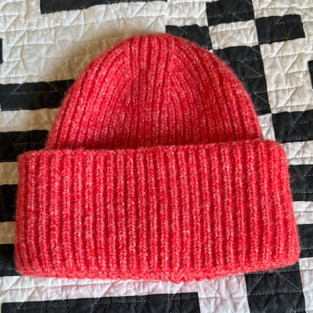 Free People Strawberry red / pink marled beanie